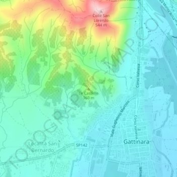 Mappa topografica Le Castelle, altitudine, rilievo