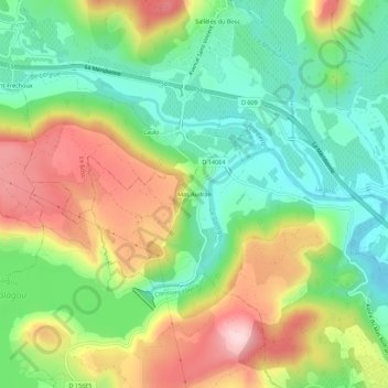 Mappa topografica Mas Audran, altitudine, rilievo