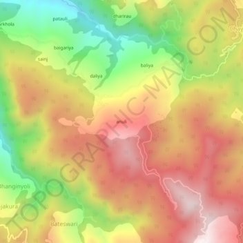 Mappa topografica anuli, altitudine, rilievo