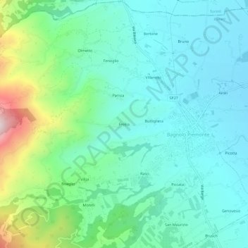 Mappa topografica Freilia, altitudine, rilievo