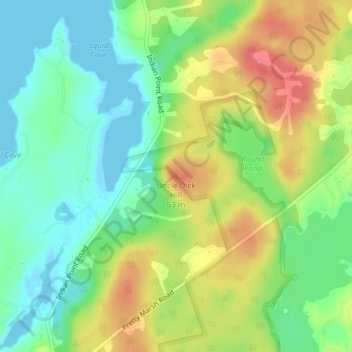 Mappa topografica Uncle Dick Hill, altitudine, rilievo