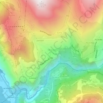 Mappa topografica Le Petit-Chatain, altitudine, rilievo