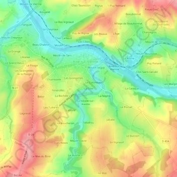 Mappa topografica La Côte, altitudine, rilievo