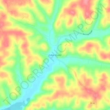 Mappa topografica Indian Mound, altitudine, rilievo