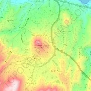 Mappa topografica La Cruz, altitudine, rilievo