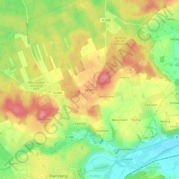 Mappa topografica Gmaind, altitudine, rilievo