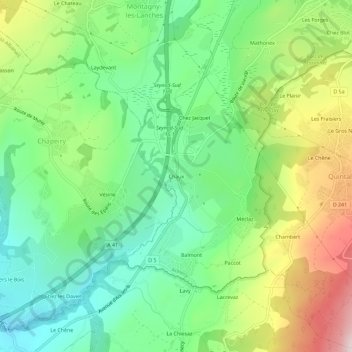Mappa topografica Chaux, altitudine, rilievo