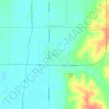Mappa topografica Elliott, altitudine, rilievo