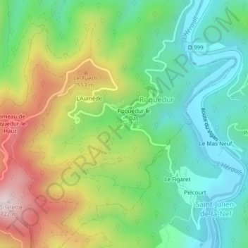 Mappa topografica La Salle, altitudine, rilievo
