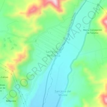Mappa topografica San Vicente de Azpitia, altitudine, rilievo