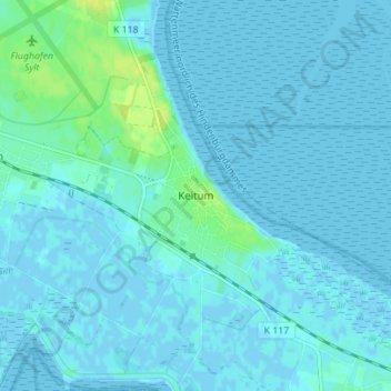 Mappa topografica Keitum, altitudine, rilievo