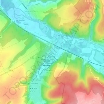 Mappa topografica Le Village, altitudine, rilievo