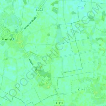 Mappa topografica Tuschendorf, altitudine, rilievo