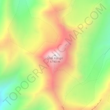 Mappa topografica Stok Kangri, altitudine, rilievo