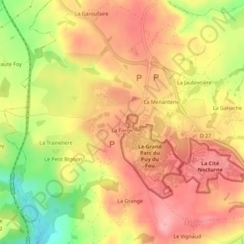 Mappa topografica Le Puy du Fou, altitudine, rilievo