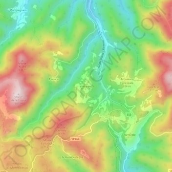 Mappa topografica Valdarena, altitudine, rilievo
