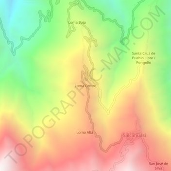 Mappa topografica Loma Centro, altitudine, rilievo