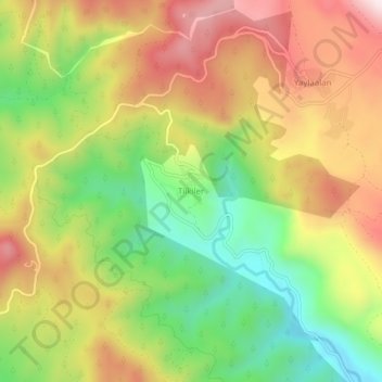 Mappa topografica Tilkiler, altitudine, rilievo
