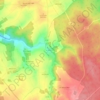 Mappa topografica Le Pont Evra, altitudine, rilievo