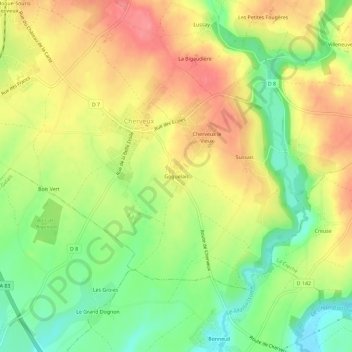 Mappa topografica Goguelais, altitudine, rilievo