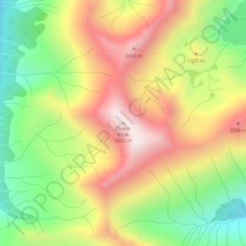 Mappa topografica Onion Peak, altitudine, rilievo