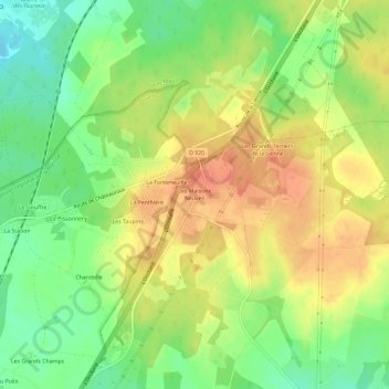 Mappa topografica Les Maisons Neuves, altitudine, rilievo