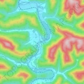 Mappa topografica Greenview, altitudine, rilievo