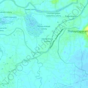 Mappa topografica Perumkaruga colony, altitudine, rilievo