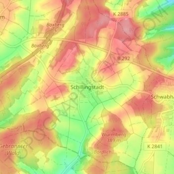 Mappa topografica Schillingstadt, altitudine, rilievo