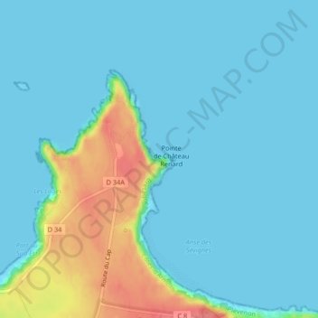 Mappa topografica Grotte du Petit Port, altitudine, rilievo
