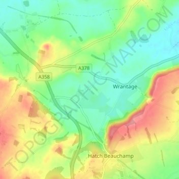 Mappa topografica Meare Green, altitudine, rilievo