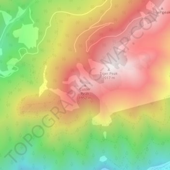 Mappa topografica Custer Peak, altitudine, rilievo