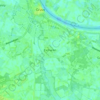 Mappa topografica Escharen, altitudine, rilievo