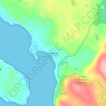 Mappa topografica Aultbea, altitudine, rilievo