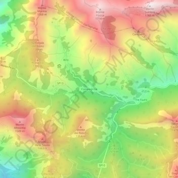 Mappa topografica Campagrina, altitudine, rilievo