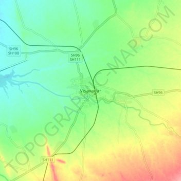 Mappa topografica Visavadar, altitudine, rilievo