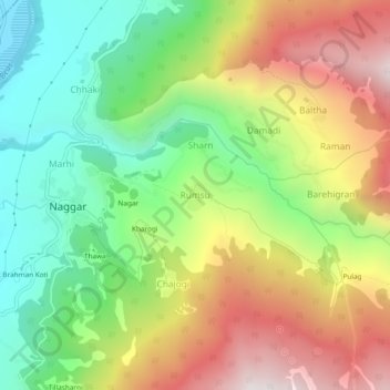 Mappa topografica Rumsu, altitudine, rilievo