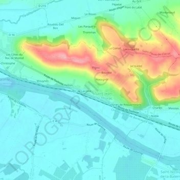Mappa topografica Camp de Saint-Jean, altitudine, rilievo