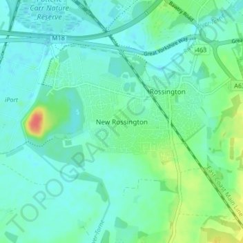 Mappa topografica New Rossington, altitudine, rilievo