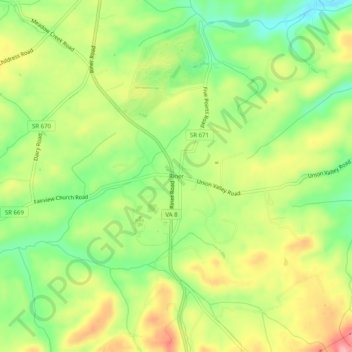 Mappa topografica Riner, altitudine, rilievo