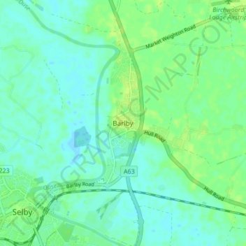 Mappa topografica Barlby, altitudine, rilievo