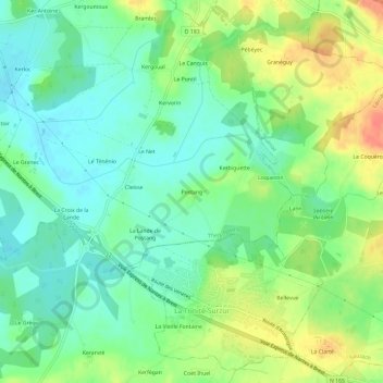 Mappa topografica Postang, altitudine, rilievo