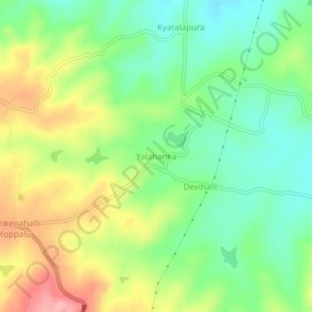 Mappa topografica Yalahanka, altitudine, rilievo