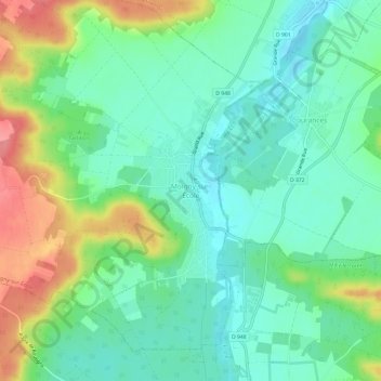 Mappa topografica Moigny-sur-École, altitudine, rilievo