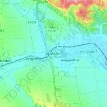 Mappa topografica Jetzelsdorf, altitudine, rilievo