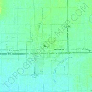 Mappa topografica Blythe, altitudine, rilievo