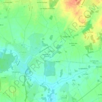 Mappa topografica Le Chêne, altitudine, rilievo
