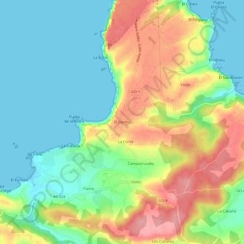 Mappa topografica El Ferrero, altitudine, rilievo