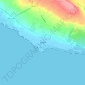 Mappa topografica Torre Pali, altitudine, rilievo