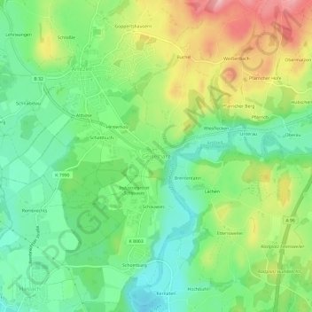 Mappa topografica Geiselharz, altitudine, rilievo